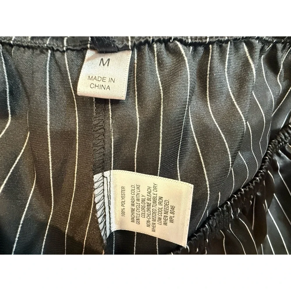 Vtg Victoria's Secret Gold Label Purple Satin Top S Macys Pinstripe Pants M Set